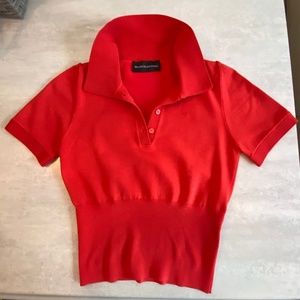 NWOT Brandon Maxwell Fitted Stretch Knit Polo Shirt, Small